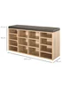 HOMCOM Natural Multi-Storage Cushion Shoe Rack 14 Compartments (103.5cm x 30cm x 48cm) - One Size Image 3