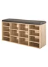 HOMCOM Natural Multi-Storage Cushion Shoe Rack 14 Compartments (103.5cm x 30cm x 48cm) - One Size Image 2