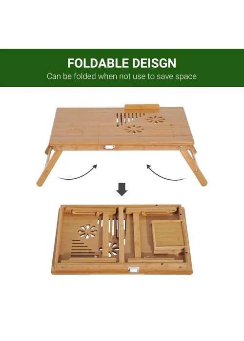 HOMCOM Natural Portable Laptop Desk (55cm x 35cm x 22cm) - One Size Image 5