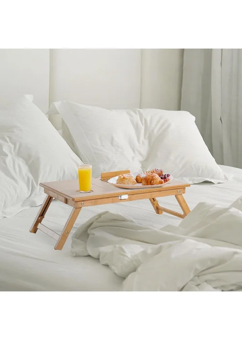 HOMCOM Natural Portable Laptop Desk (55cm x 35cm x 22cm) - One Size Image 1