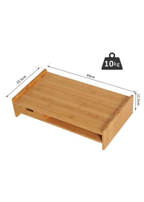 HOMCOM Natural Laptop PC Plinth Stand (49cm x 255cm x 115cm) - One Size Image 3