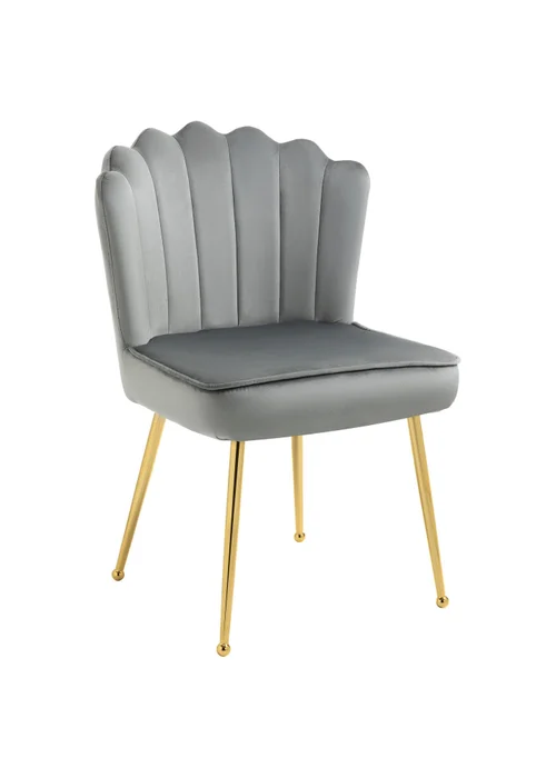 HOMCOM Grey Velvet-Feel Accent Chair (57cm x 58cm x 88cm) - No Size Image 2