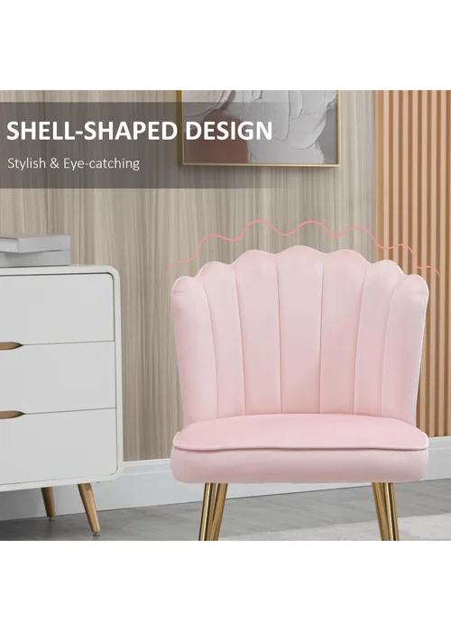 HOMCOM Pink Velvet-Feel Accent Chair (57cm x 58cm x 88cm) - No Size Image 5