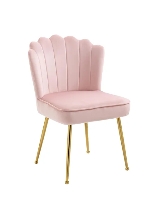 HOMCOM Pink Velvet-Feel Accent Chair (57cm x 58cm x 88cm) - No Size Image 2