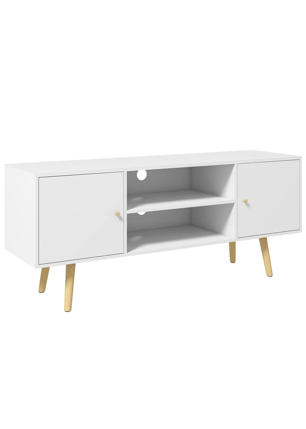 HOMCOM White TV Unit Cabinet (120cm x 34cm x 50cm) - One Size Image 2