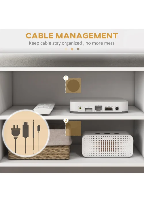 HOMCOM White TV Unit Cabinet (120cm x 34cm x 50cm) - One Size Image 5