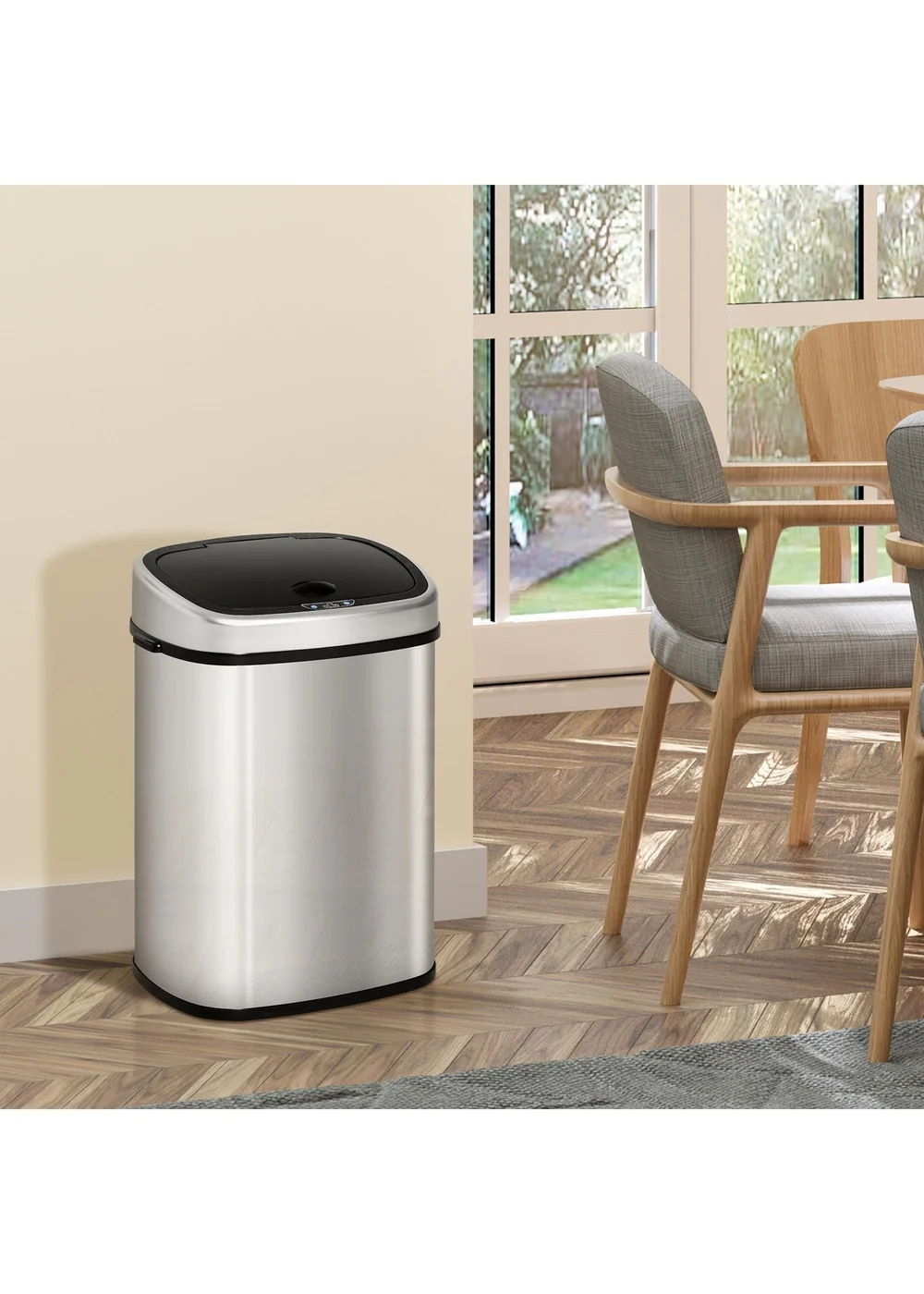 HOMCOM Chrome Sensor Dustbin Touchless Trash Can - No Size Image 1