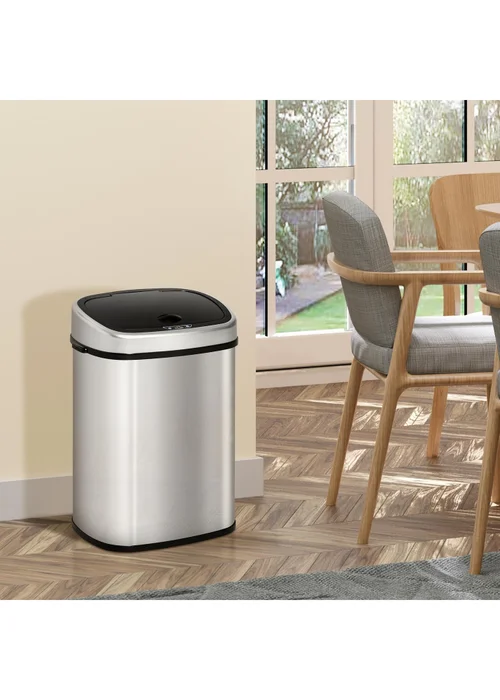 HOMCOM Chrome Sensor Dustbin Touchless Trash Can - No Size Image 1
