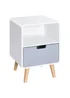HOMCOM White Nordic Style Bedside Table (40cm x 38cm x 58cm) - One Size Image 1