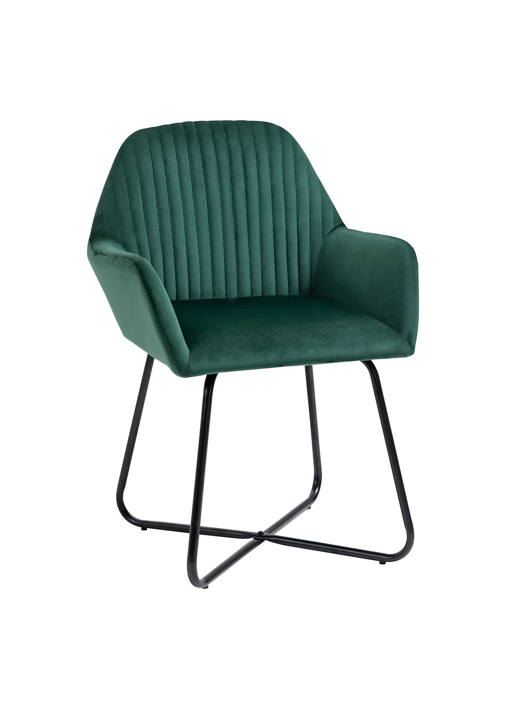 HOMCOM Green Velvet-Feel Upholstered Accent Chair (60cm x 56.5cm x 85cm) - No Size Image 2