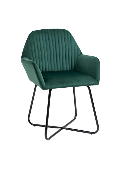 HOMCOM Green Velvet-Feel Upholstered Accent Chair (60cm x 56.5cm x 85cm) - No Size Image 2