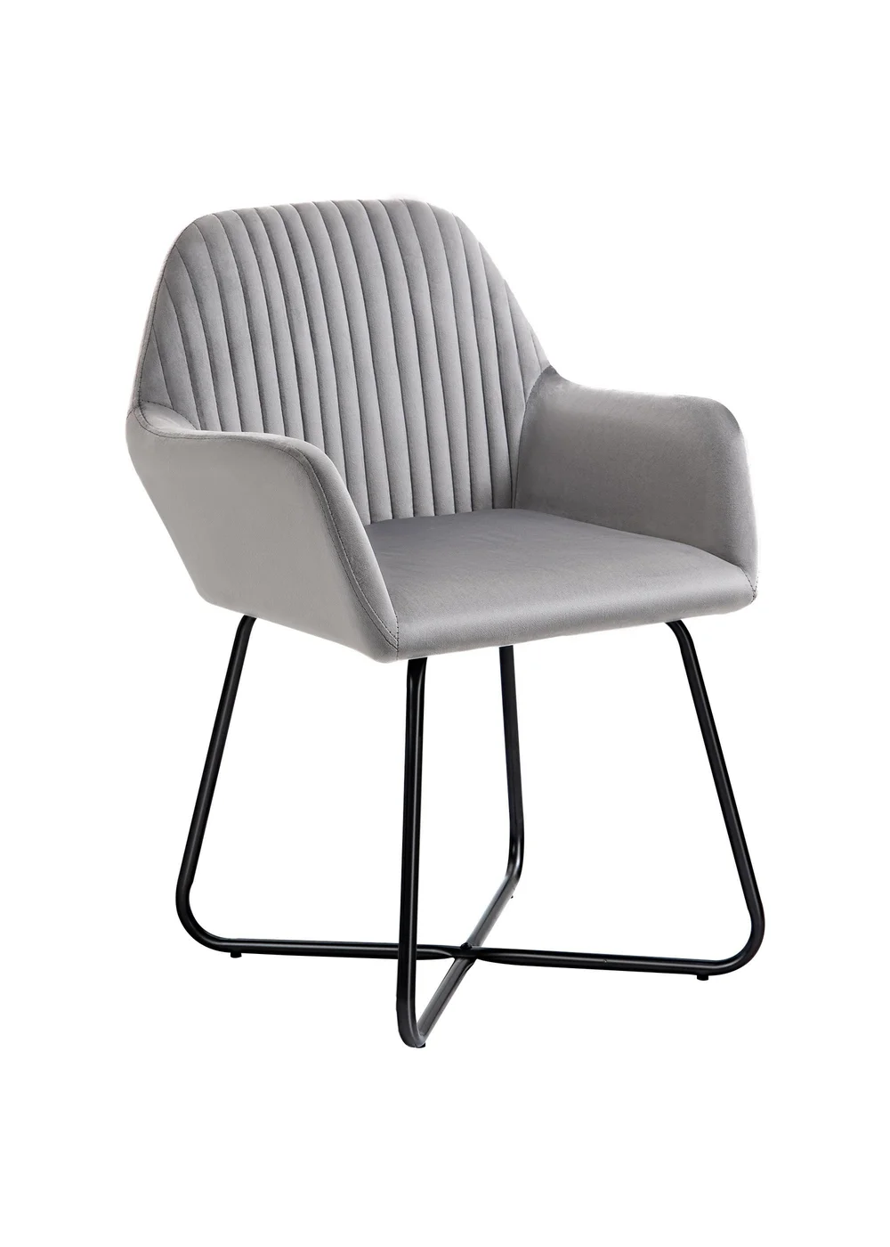 HOMCOM Grey Velvet-Feel Upholstered Accent Chair (60cm x 56.5cm x 85cm) - One Size Image 1