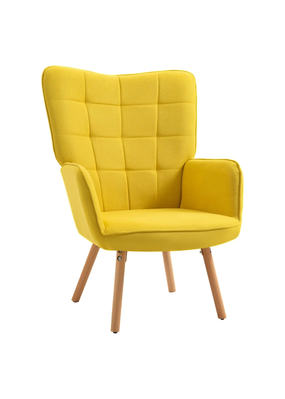 HOMCOM Yellow Modern Velvet-Touch Tufted Accent Chair (71cm x 76cm x 101cm) - One Size Image 2