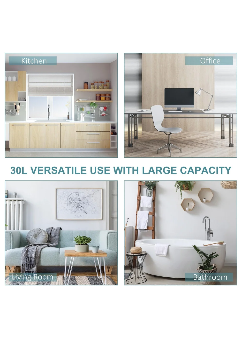 HOMCOM Black Foot Pedal Bin (29.2cm x 29.2cm x 62.9cm 30L) - One Size Image 5