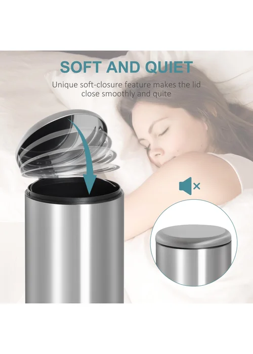 HOMCOM Black Foot Pedal Bin (29.2cm x 29.2cm x 62.9cm 30L) - One Size Image 4