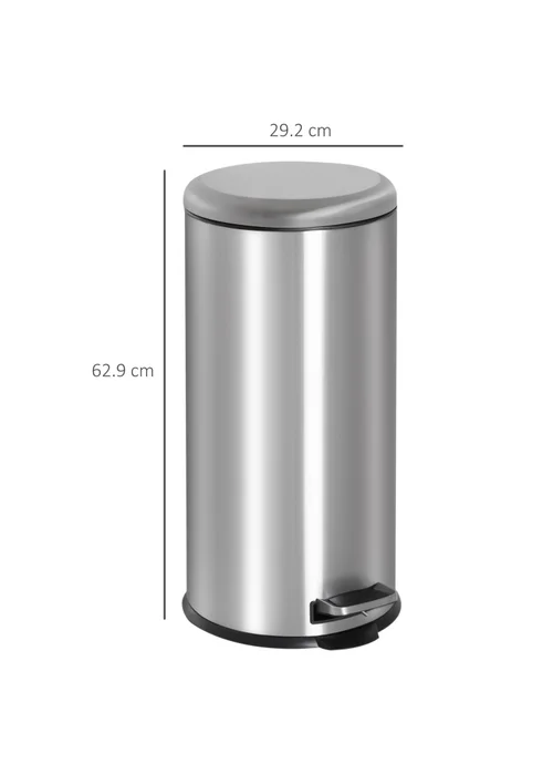 HOMCOM Black Foot Pedal Bin (29.2cm x 29.2cm x 62.9cm 30L) - One Size Image 3