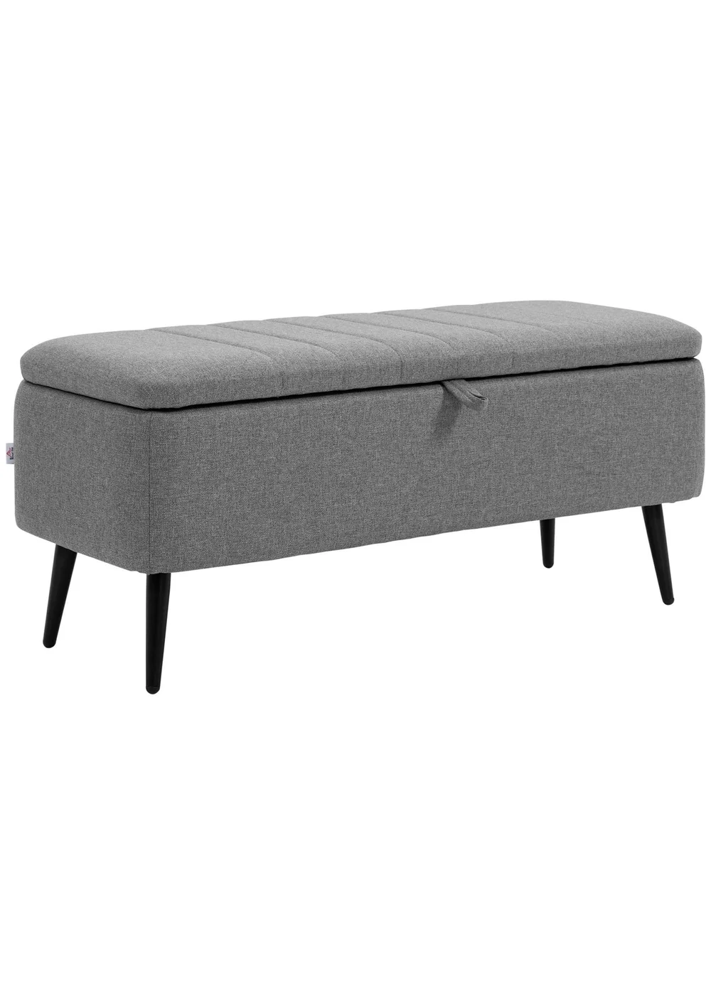 HOMCOM Grey Storage Ottoman Bench with Steel Legs (102cm x 40cm x 44cm) - One Size Image 2
