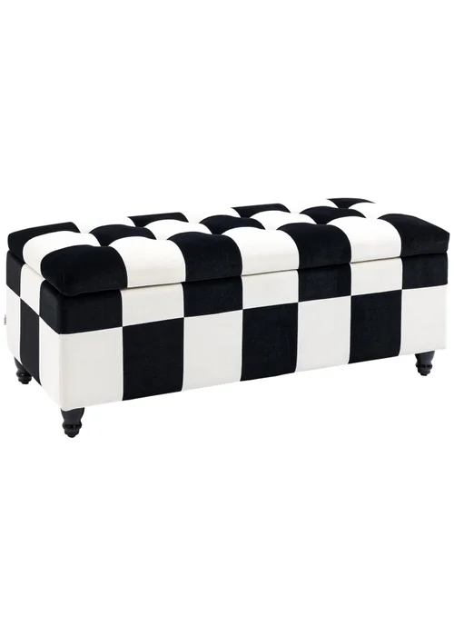 HOMCOM Velvet Storage Ottoman White (114cm x 47cm x 47cm) - No Size Image 2