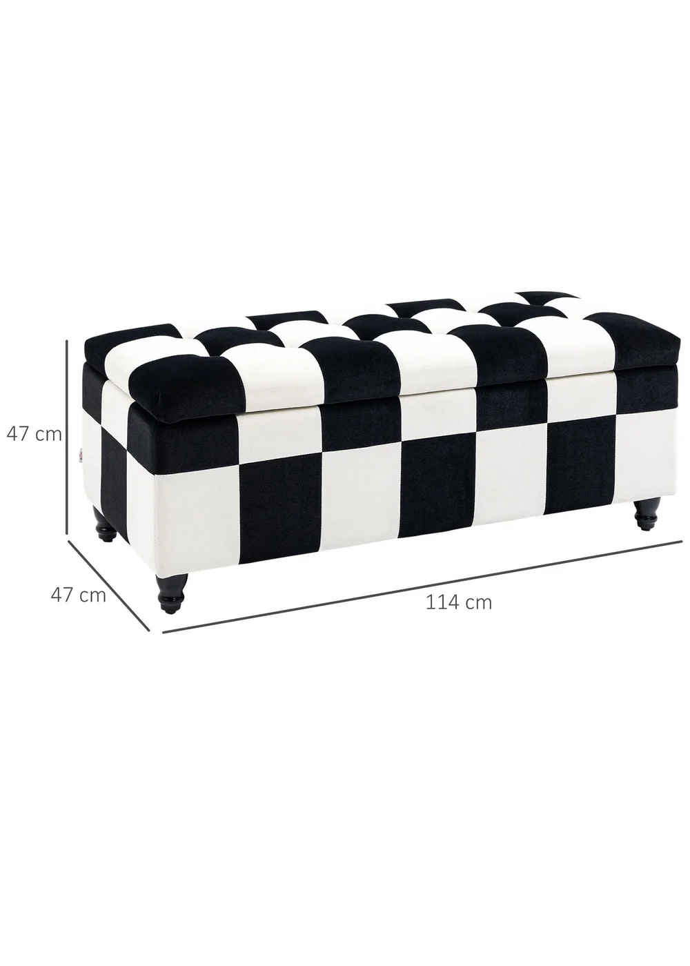 HOMCOM Velvet Storage Ottoman White (114cm x 47cm x 47cm) - No Size Image 3