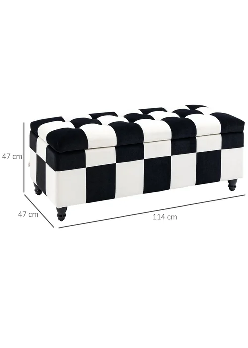 HOMCOM Velvet Storage Ottoman White (114cm x 47cm x 47cm) - No Size Image 3