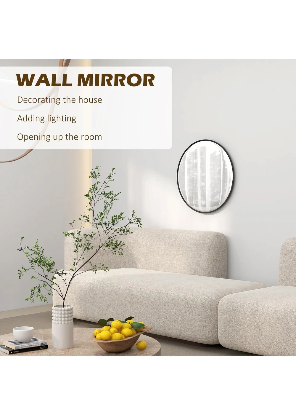 HOMCOM Black Wall Mirror (61cm x 61cm x 1cm) - One Size Image 4