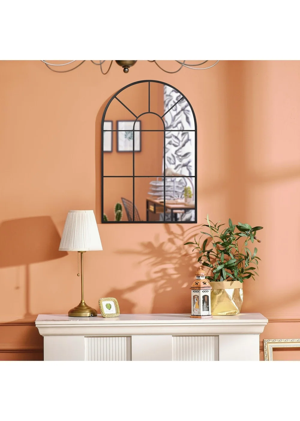 HOMCOM Black Modern Arched Wall Mirror (91cm x 60cm x 2cm) - No Size Image 5