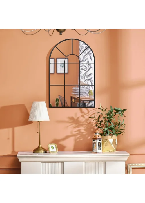 HOMCOM Black Modern Arched Wall Mirror (91cm x 60cm x 2cm) - No Size Image 5