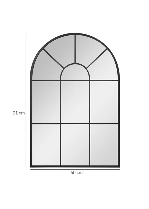 HOMCOM Black Modern Arched Wall Mirror (91cm x 60cm x 2cm) - No Size Image 3
