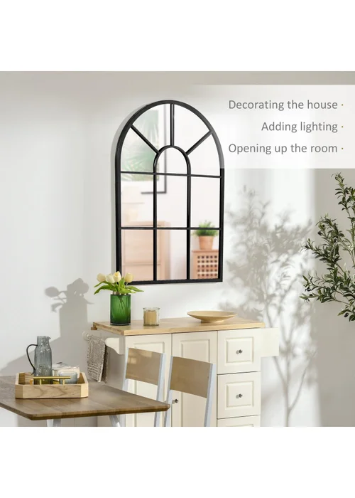 HOMCOM Black Modern Arched Wall Mirror (91cm x 60cm x 2cm) - No Size Image 4