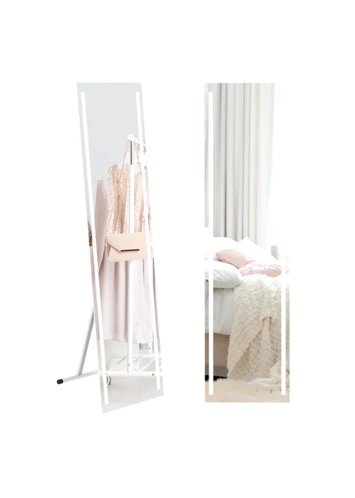 HOMCOM White LED Lighted Full Length Mirror (40cm x 2.9cm x 150cm) - One Size Image 2