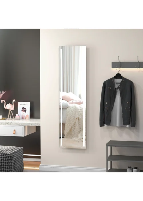 HOMCOM White LED Lighted Full Length Mirror (40cm x 2.9cm x 150cm) - One Size Image 1