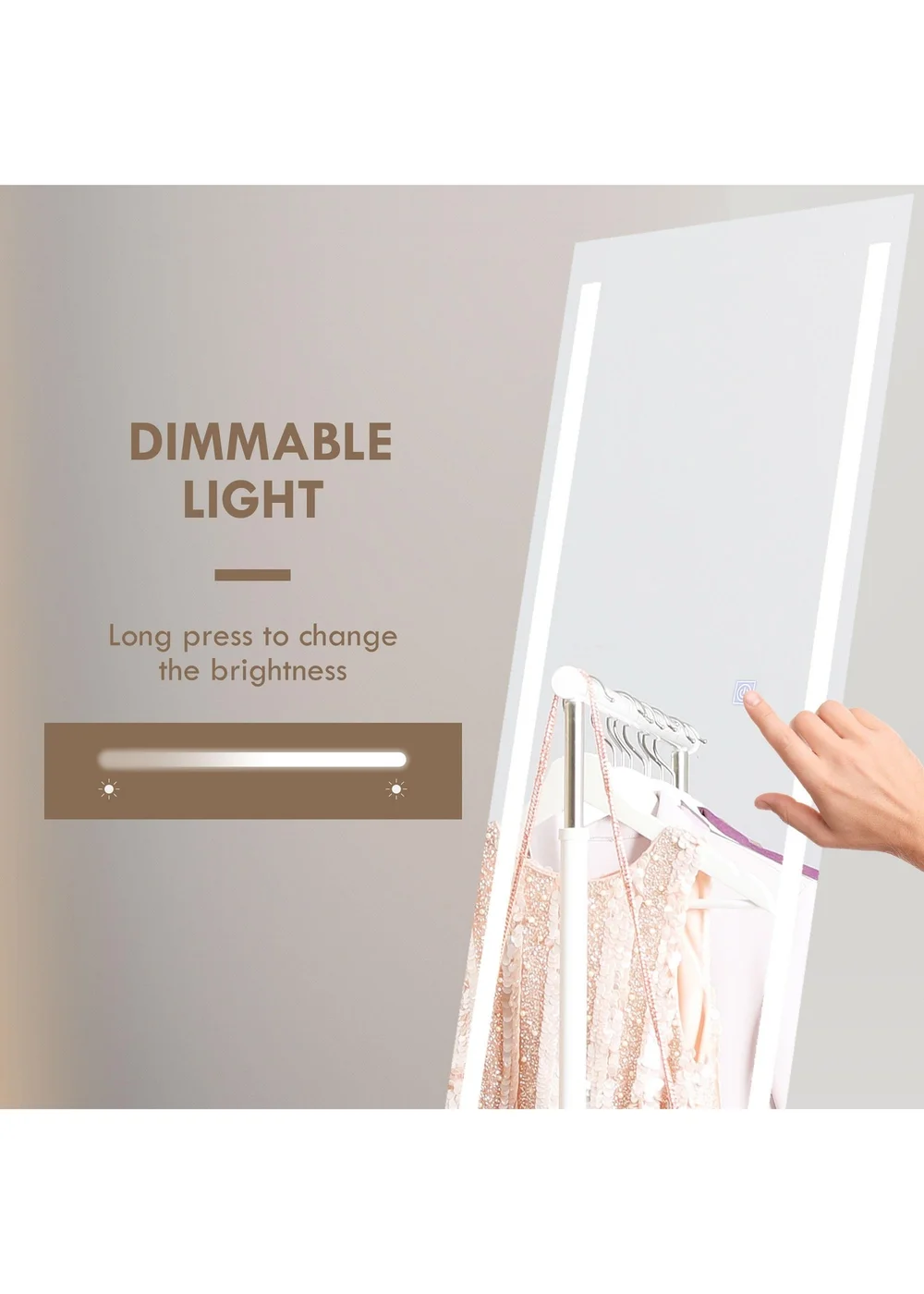 HOMCOM White LED Lighted Full Length Mirror (40cm x 2.9cm x 150cm) - One Size Image 5