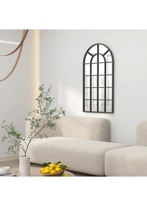 HOMCOM Black Modern Arch Wall Mirror (100cm x 62cm x 2.5cm) - One Size Image 1