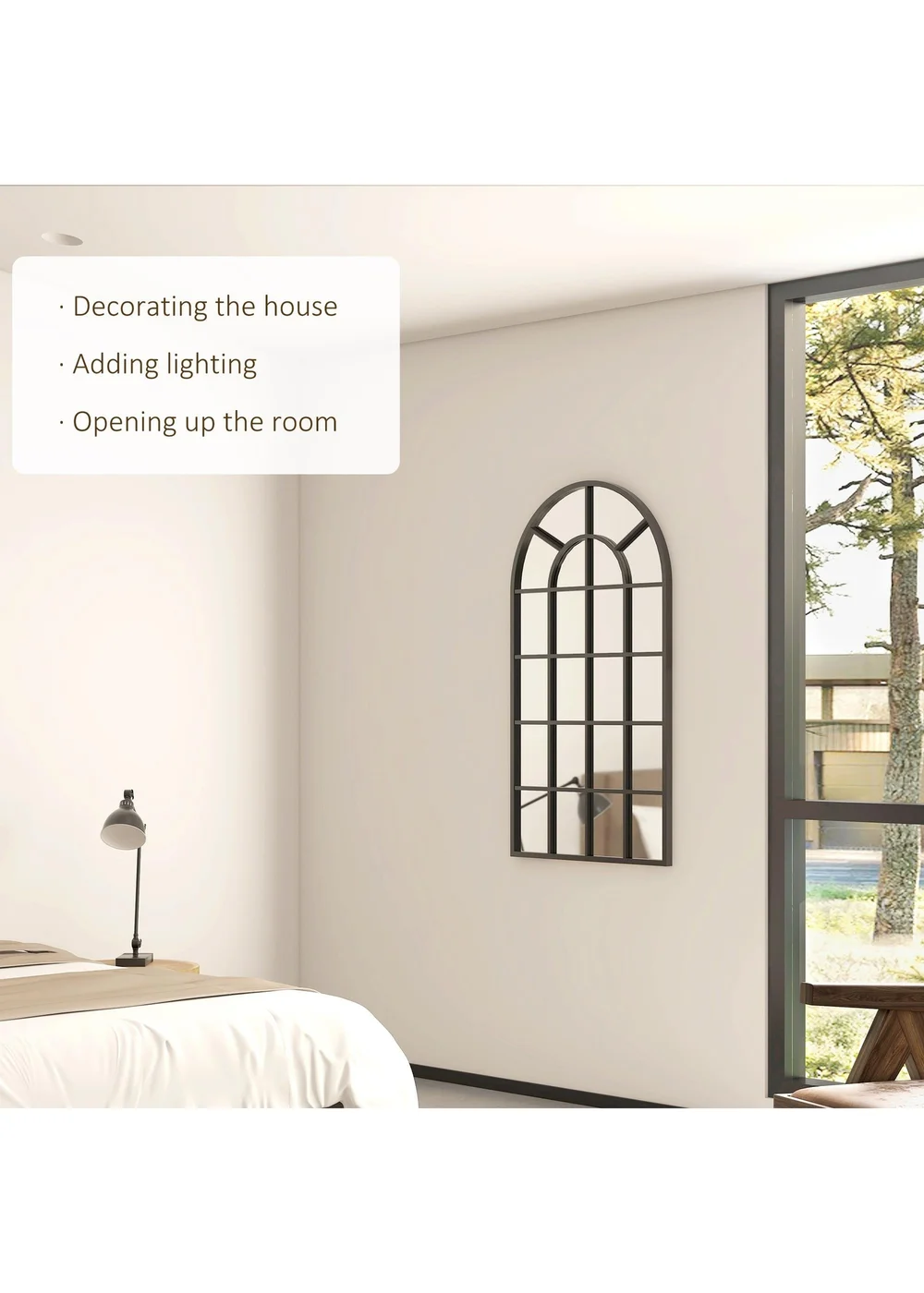HOMCOM Black Modern Arch Wall Mirror (100cm x 62cm x 2.5cm) - One Size Image 4