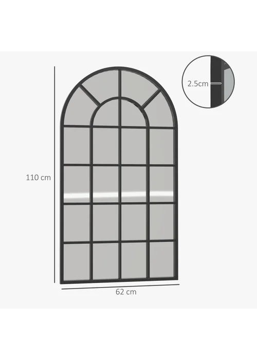 HOMCOM Black Modern Arch Wall Mirror (100cm x 62cm x 2.5cm) - One Size Image 3