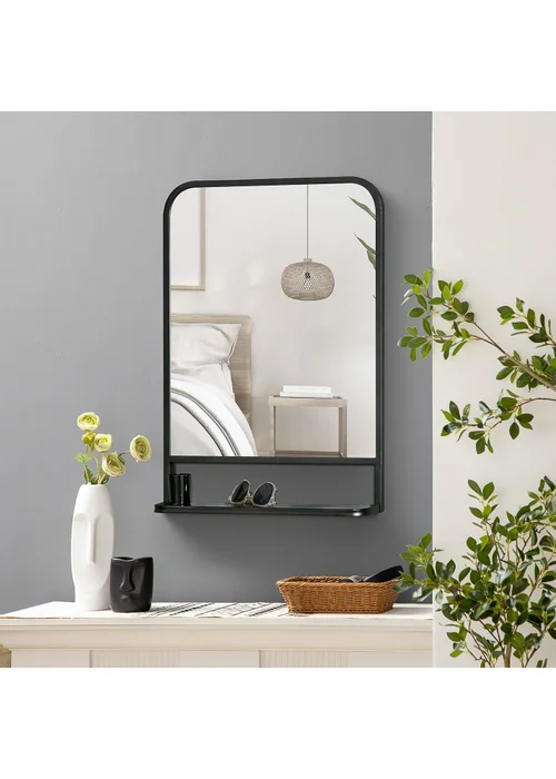 HOMCOM Black Rectangle Wall Mirror (70cm x 50cm x 10.2cm) - One Size Image 5