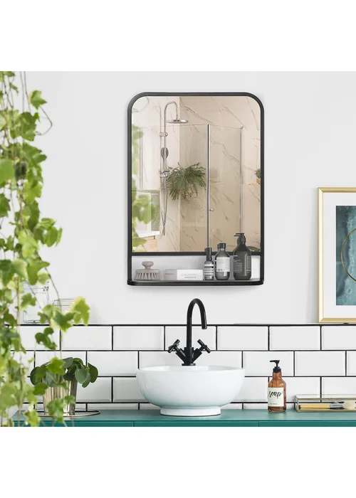 HOMCOM Black Rectangle Wall Mirror (70cm x 50cm x 10.2cm) - One Size Image 1