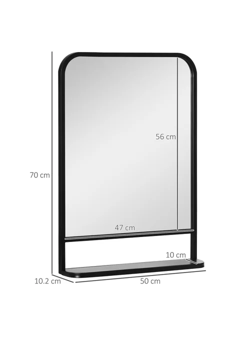 HOMCOM Black Rectangle Wall Mirror (70cm x 50cm x 10.2cm) - One Size Image 3