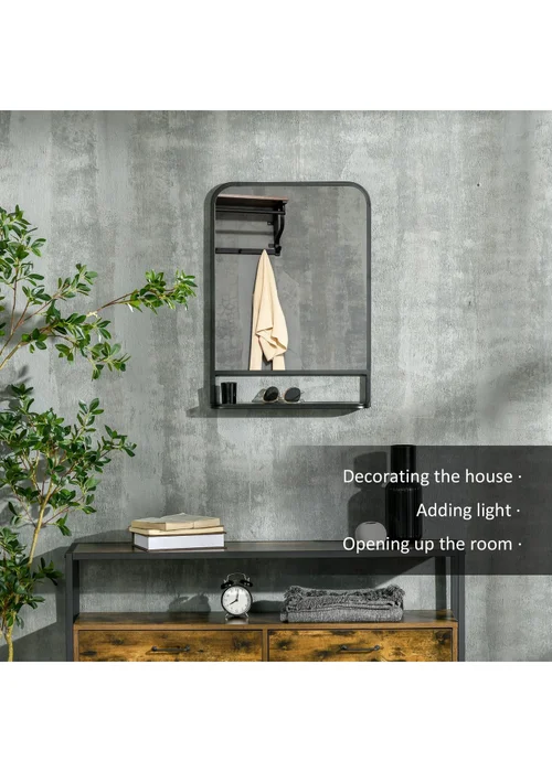 HOMCOM Black Rectangle Wall Mirror (70cm x 50cm x 10.2cm) - One Size Image 4