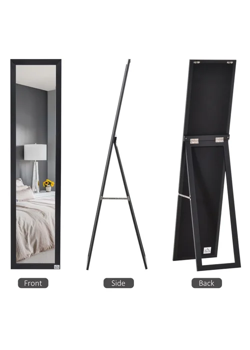 HOMCOM Black Wall-Mounted Full Length Mirror (37cm x 37cm x 154cm) - One Size Image 4