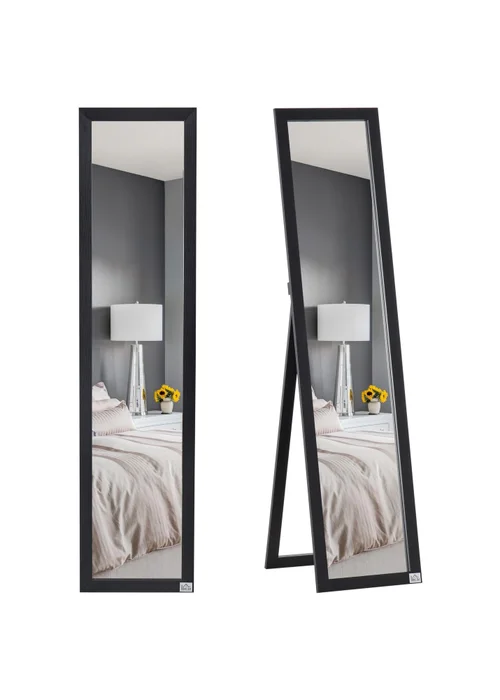 HOMCOM Black Wall-Mounted Full Length Mirror (37cm x 37cm x 154cm) - One Size Image 2