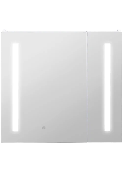 kleankin White LED Illuminated Mirror Cabinet (70cm x 15cm x 65cm) - One Size Image 2