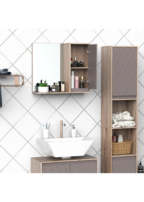 HOMCOM Grey Wall Mounting Cabinet (57cm x 14.2cm x 49.2cm) - One Size Image 1