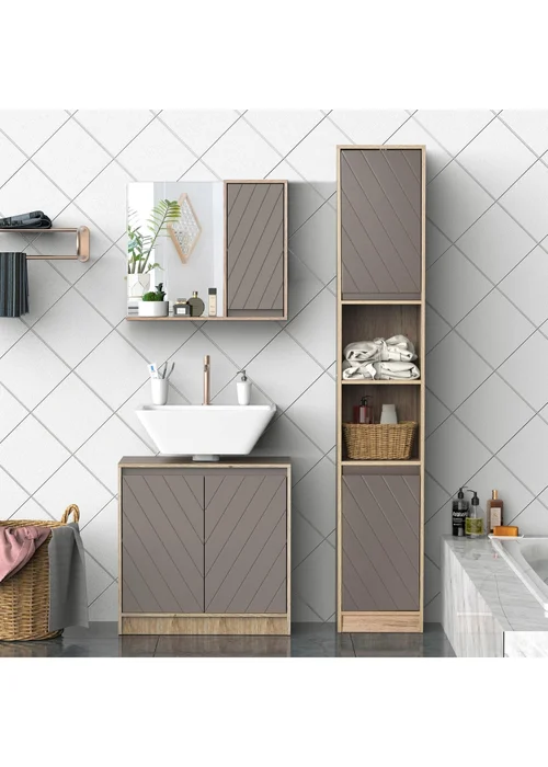 HOMCOM Grey Wall Mounting Cabinet (57cm x 14.2cm x 49.2cm) - One Size Image 4