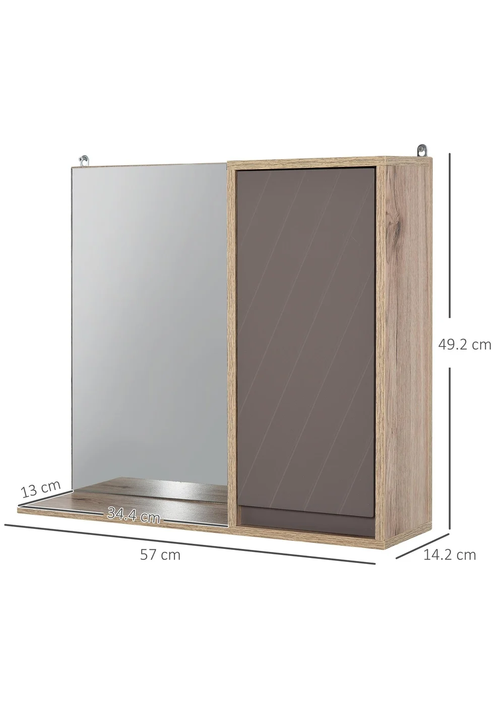HOMCOM Grey Wall Mounting Cabinet (57cm x 14.2cm x 49.2cm) - One Size Image 3