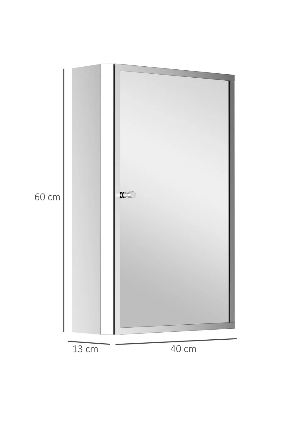 HOMCOM Silver Mirror Cabinet Shelves (60cm x 40cm x 13cm) - One Size Image 3