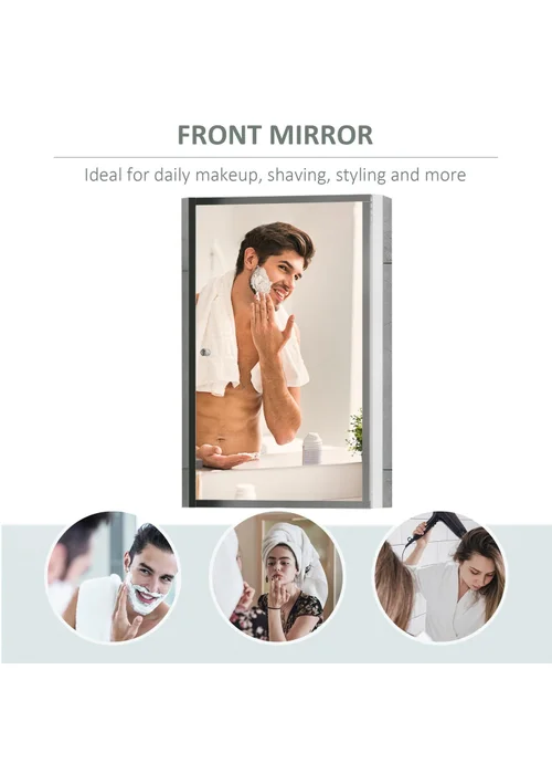 HOMCOM Silver Mirror Cabinet Shelves (60cm x 40cm x 13cm) - One Size Image 5