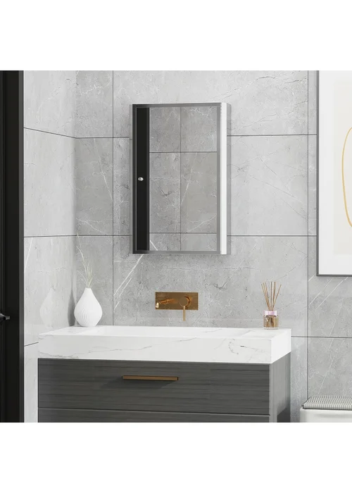 HOMCOM Silver Mirror Cabinet Shelves (60cm x 40cm x 13cm) - One Size Image 1