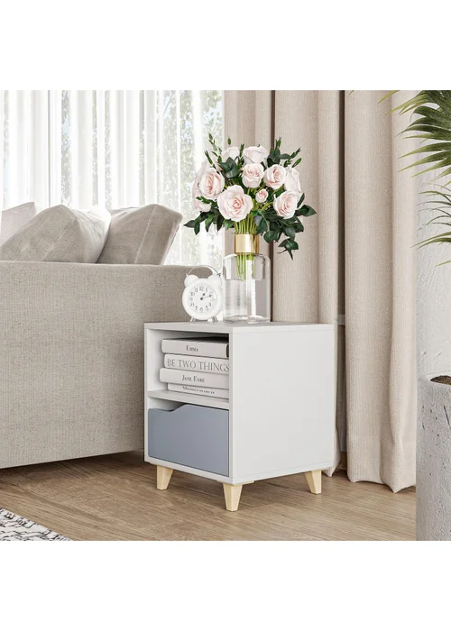 HOMCOM White Bedroom Bedside Table (36.8cm x 33cm x 43.8cm) - One Size Image 2