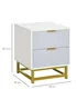 HOMCOM White Bedside Table W/ 2 Drawers (40cm x 40cm x 48.5cm) - One Size Image 3